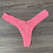 Victoria s Secret Small, Bright, Coral, Pink Floral, Lace, Thong Panty