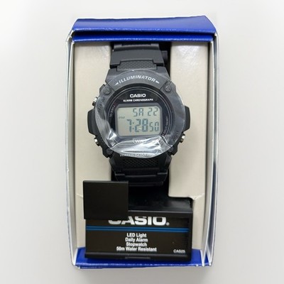 Casio W219H-1AV,   Chronograph Watch, Black Resin Strap, Alarm, Illuminator, NEW