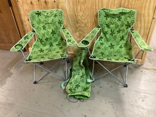 Gelert Pair of Green Folding Camping Chairs with Cup Holders
