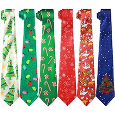 6 Pcs Christmas Ties for Men 51 Inch Novelty Holiday Printed Necktie Multicolor