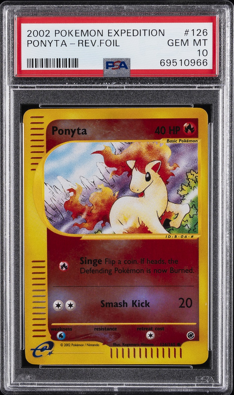 2002 POKEMON EXPEDITION #126 PONYTA-REVERSE FOIL PSA 10
