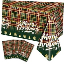 Christmas Tablecloth Disposable - 3 Pcs Plastic Christmas Green - Christmas