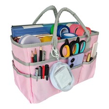 Craft Organizer Tote Bag, Art Supply Storage, Pink