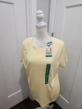 NWT DKNY Organic Cotton SHORT SLEEVE Tee XL YELLOW