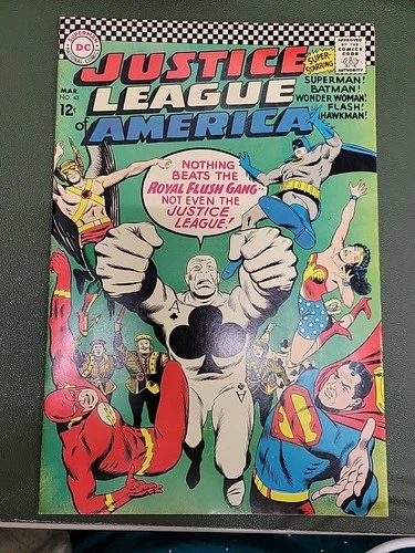 JUSTICE LEAGUE OF AMERICA 43 1ST TEAM APP THE ROYAL FLUSH GANG DC 1966 VINTAGE