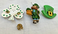 St Patrick's Day Jewelry Vintage 1980s Lot Of 4 Pieces 3 Pins 1 pr Earrings