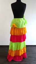 Long skirt neon colors neon green pink orange tiered skirt maxi carnival