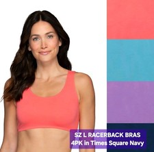 SZ L Fruit of the Loom SIGNATURE RACERBACK BRAS 3 1 BONUS PK Cotton/ Spandex