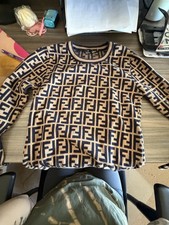 Fendi Women's Beige Navy Logo 2 piece set Drawstring Pants Regular Size Logo