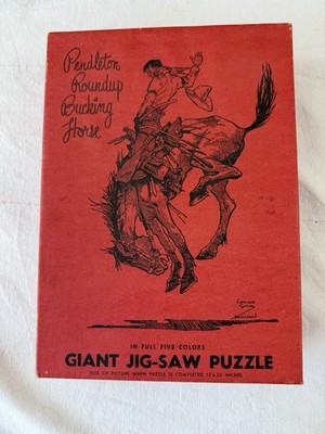 Vintage Pendleton Roundup bucking horse puzzle by Hamley & Co rare *missing 2*