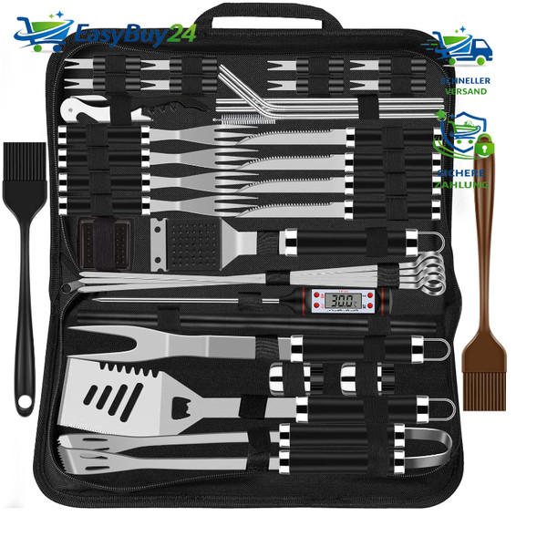 Bbq Grillbesteck Set 38 Teile Edelstahl GrillzubehöR Koffer Mit Matte Geschenk-image
