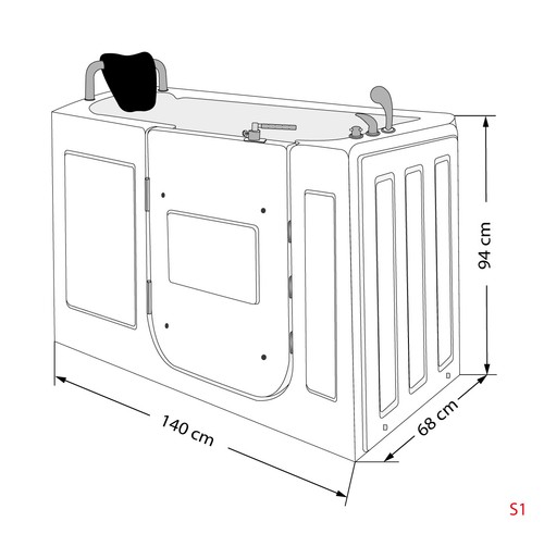 Senioren Sitzbadewanne Sitzwanne Badewanne mit Tür Pool S07-A-R 140cm - Bild 7 von 11