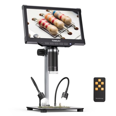 TOMLOV 10'' USB Digital Microscope 1200X Coin Microscope 16MP Soldering Magnifier