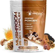 25-in-1 Organic Mushroom Powder Blend  2000mg  Lions Mane  120 Servings