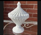 Vintage Westmoreland Milk Glass Swirl & Ball Pedestal Candy Dish with Lid