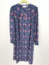 National Size M Navy Print House Dress Muumuu Robe Patio Dress Classic Comfort