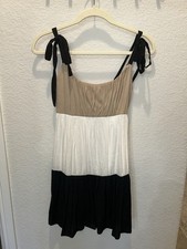 Francesca's Mi Ami Dress Tie Straps BRAND NEW WITH TAGS White Tan Black Small