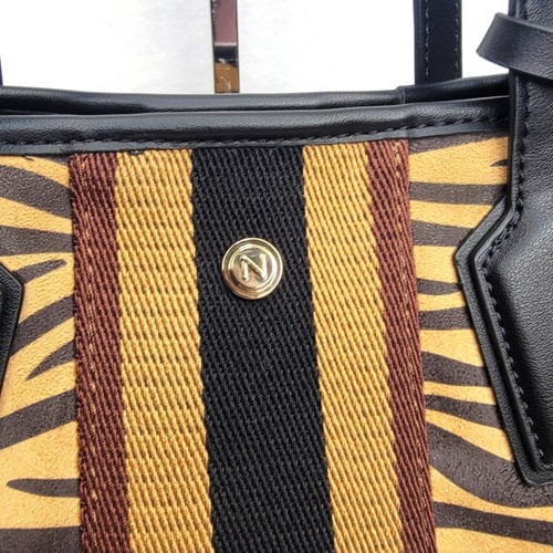 NATUALIZER Animal Print Tote Bag - Black and Tan - Picture 2 of 9
