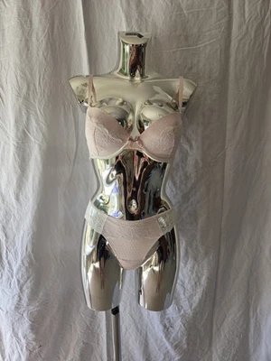 Ensemble Chantelle Rose Clair Blanc 85D 38 Dentelle Satiné Satin - Photo 1/4
