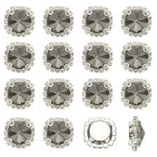 16Pcs Rhinestone Buttons, Flatback Sew on Rhinestones, Transparent Gray