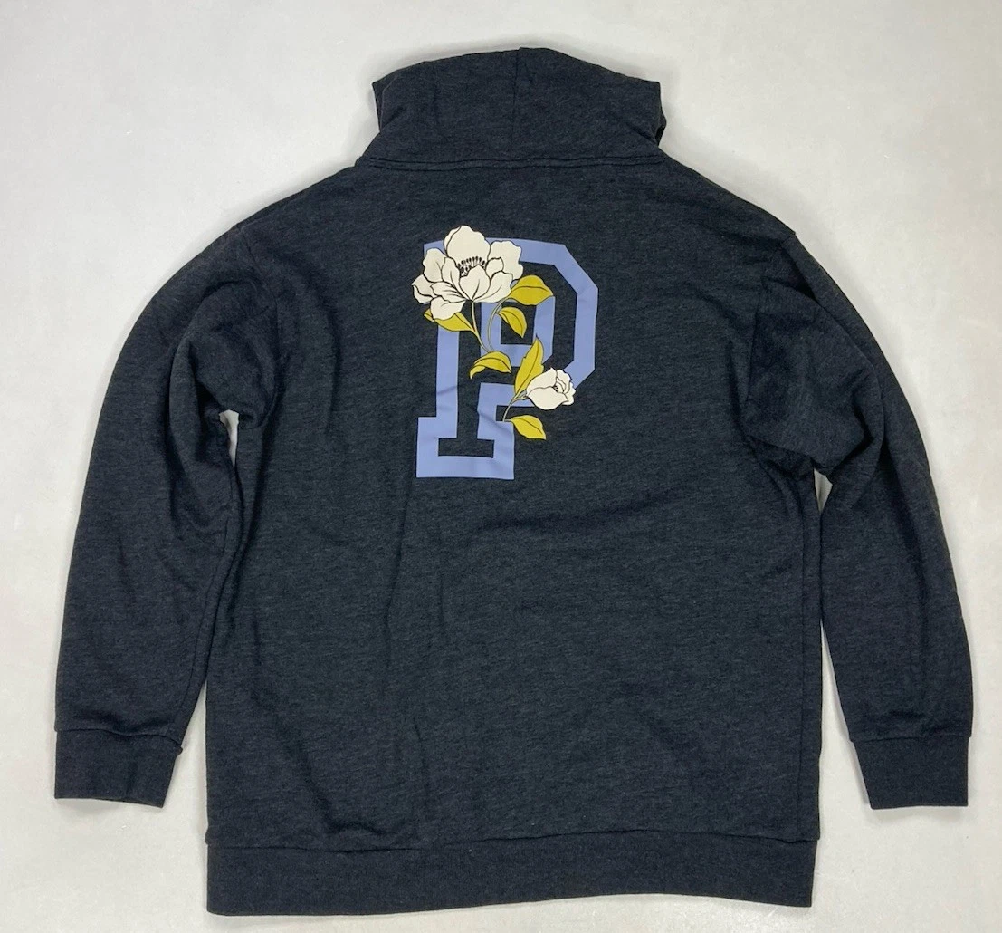 UNDERCOVER Felpa con cappuccio pullover rosa Victoria's Secret P logo floreale donna grande grigio scuro