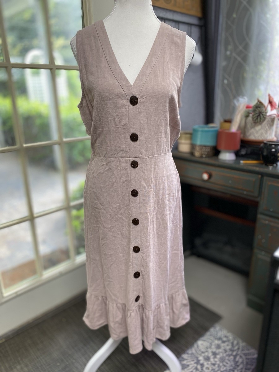 monteau linen dress Monteau Los Angeles Sundress Dress made of Mixed Linen Tropical Print Size  M