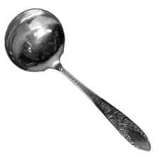 Rose & Leaf Pattern by National Silver Co. Silverplate Gravy Ladle