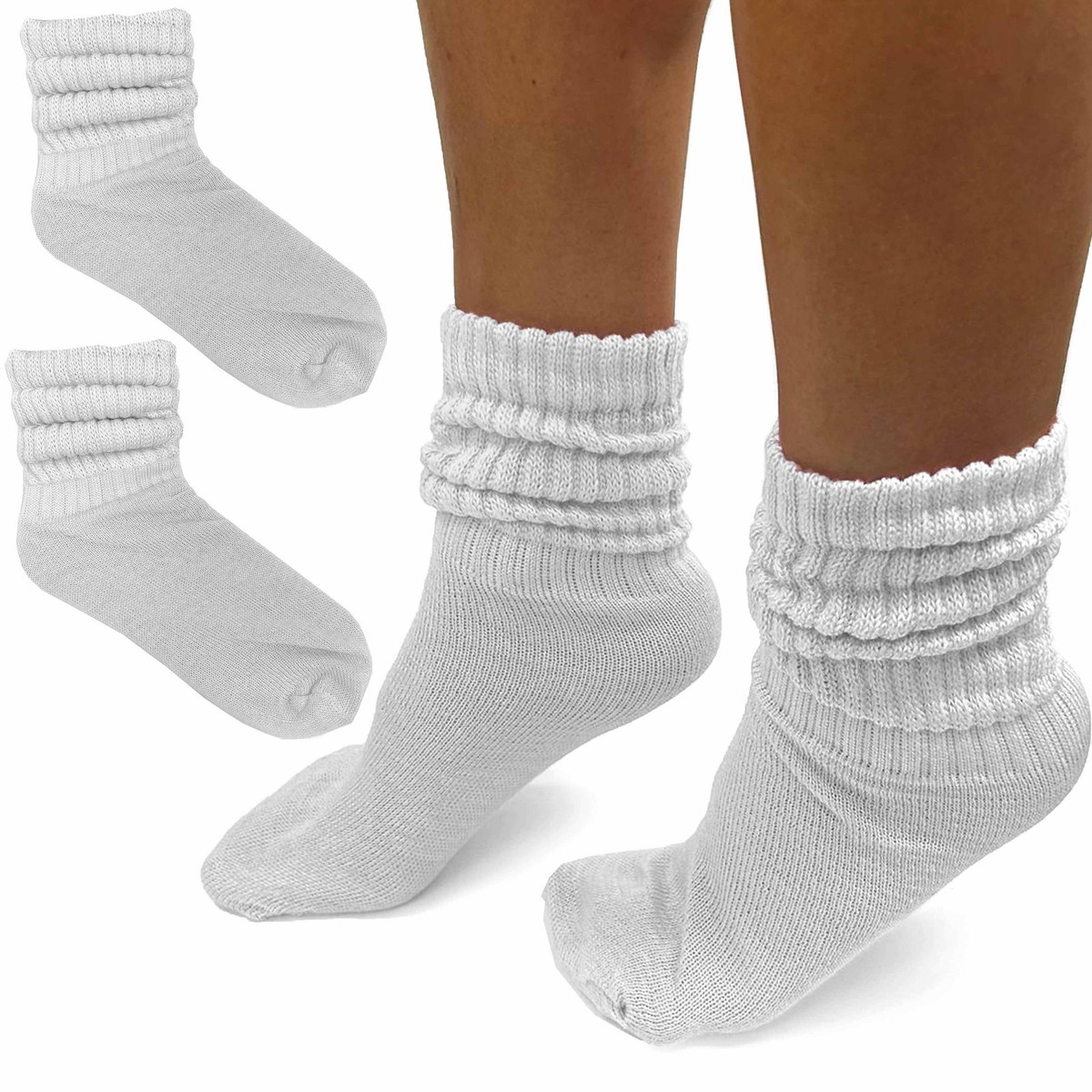 tomo　SEQUEL SQ-23AW-SO-02 SOCKS 2 Pairs White Slouch Socks Cotton Plush Soft Thick Knit
