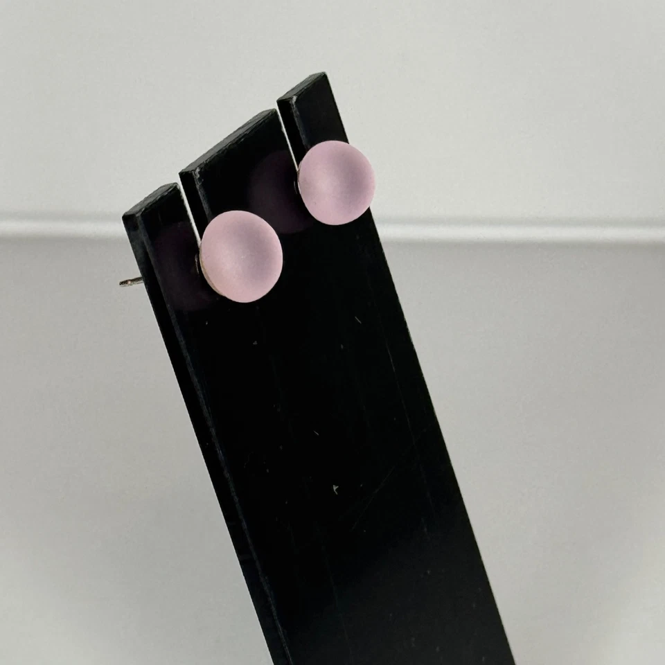 Aretes de acrílico esmerilado rosa postes de plata de ley 925 Foto 3 de 4