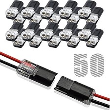 50pcs Low Voltage Wire Connector, Double Wire Plug in Connector with Locking Buc