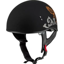 GMax Matte Black/Silver/Orange HH-65 Naked Corvus Half Helmet H16510946