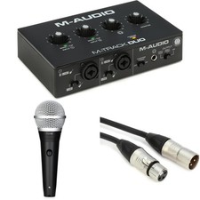 M-Audio M-Track Duo USB Audio Interface with Cardioid Dynamic Vocal Microphone