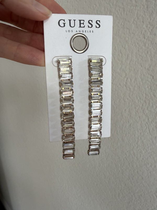 Goldtone Long Rhinestone Elegant Earrings - New!