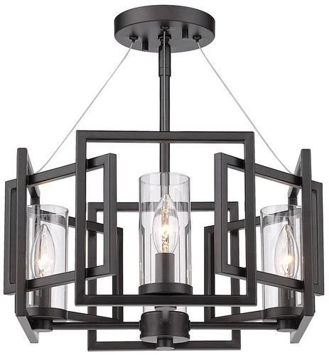 Marco 16" Wide Matte Black Geometric 4-Light Ceiling Light - Picture 2 of 8