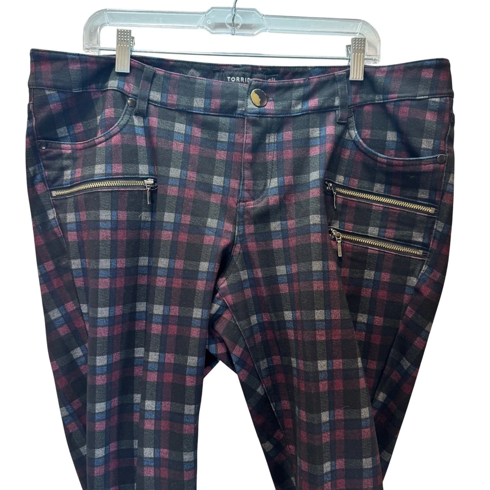 Pantalones ajustados al tobillo con cremallera a cuadros tórridos para mujer talla 18 grunge punk gótica academia Foto 2 de 4