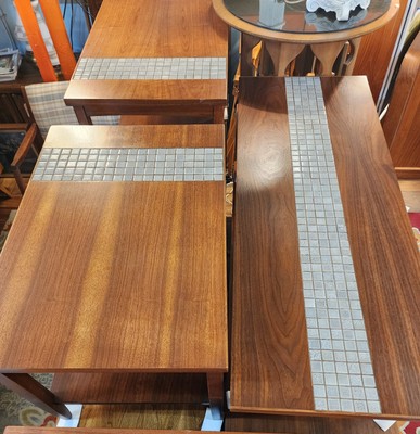 Vintage Lane 3-piece American mid-century modern Walnut Tiled Coffee Tables..