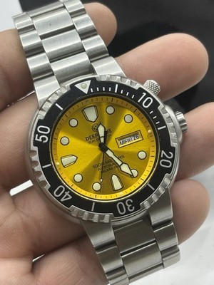 Deep Blue Pro Sun Diver 1K Yellow Dial Rare Automatic Sapphire Crystal Works