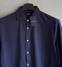 Hackett Men Pipped Shirt Polo Navy Blue Size Large 100% Cotton New