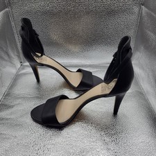 Vince Camuto VC-COURT Black Leather Ankle Strap Stiletto 3.5" Heel Sandals 8.5M