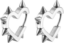 Hoop Spike Heart Earrings for Women, Gothic Punk Grunge Emo Y2K Earring Goth Jew