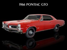 1966 Pontiac GTO in Red - Original Look - NEW METAL SIGN: 9x12" Ships Free