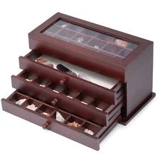 Adjustable Rock Display Case - Rock Collection Box with Fabric Bed for Rock a...
