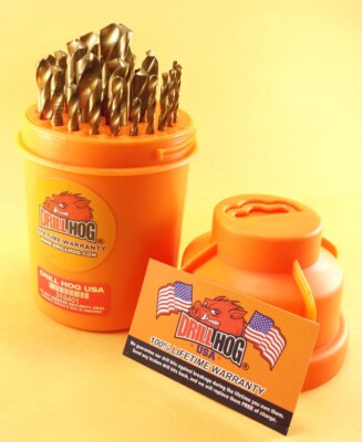 Drill Hog  29 Pc Titanium Drill Bit Set Round Case Ti-22 100% Lifetime Warranty