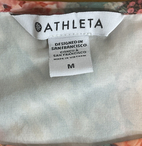Athleta Size Medium Zephyr Refined Tank Watercolor Floral Motion Blur Artsy Top - Picture 6 of 9
