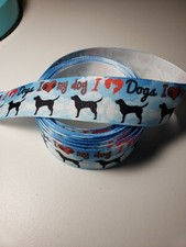 3 yds Grosgrain Ribbon I Love Dogs 7/8" wide USA seller