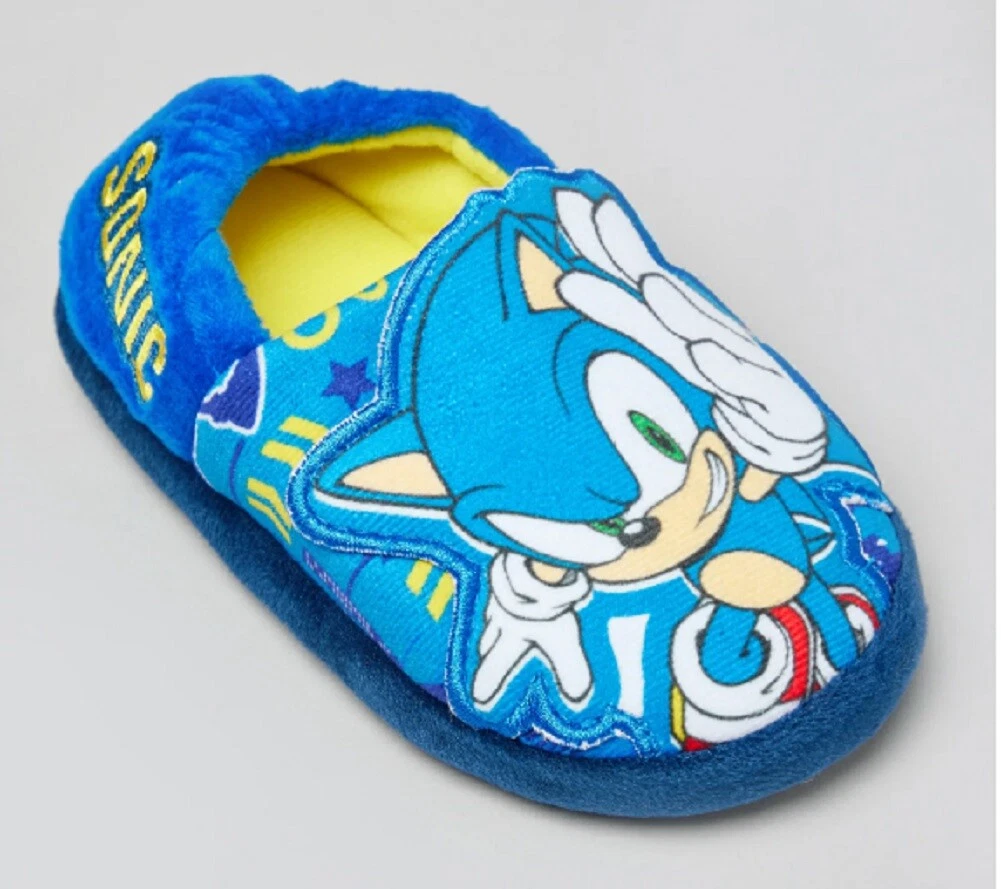 Boys Sonic Slippers The Hedgehog Soft Slip On Size 18 9 10 11 12