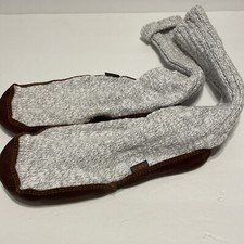 ACORN Ragg Wool Leather Sole Slipper Socks mens 6-7 womens 8-9 Gray