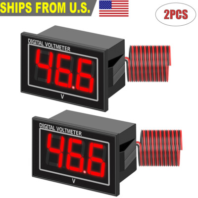 2x Waterproof LED Digital Voltmeter DC 5-130V Voltage Meter Tester Power Monitor