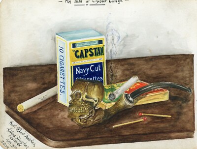 Hervorragendes original einzigartiges Aquarell ''My Pals at Chester College'' von Chas Hughes 