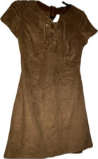 Express Brown Faux Suede Dress Size 2 New with Tags short sleeve knee length